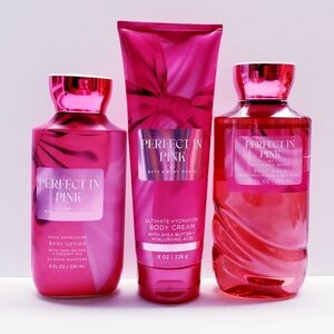 Bath & Body Works PERFECT IN PINK Body Cream, Body Wash, Body Lotion (3 pieces)
